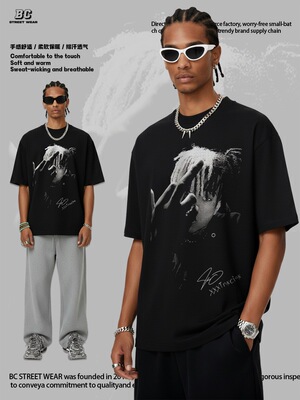 美式复古嘻哈XXX说唱印花短袖T恤男街头潮牌vintage宽松纯棉半袖