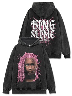 美式嘻哈Young Thug数码印花水洗短袖T恤男潮牌宽松重磅连帽卫衣