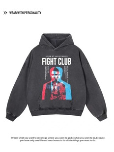 搏击俱乐部Fight 印花连帽卫衣男女oversize宽松外套 Club电影数码