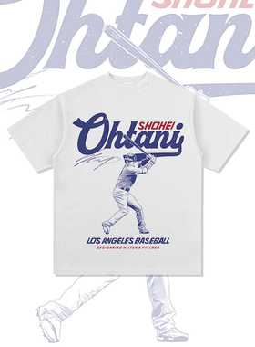 日系复古棒球Shohei Ohtani印花短袖T恤男vintage潮牌宽松半袖ins