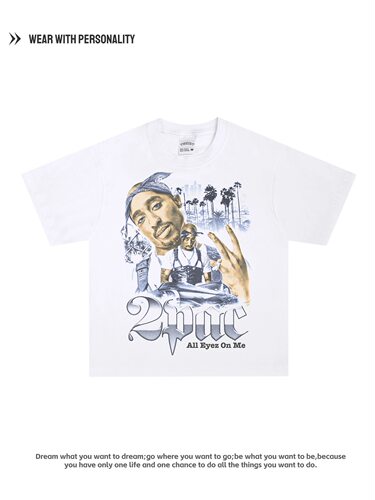 2Pac图派克 夏库尔Tupac Shakur 印花美式复古宽松纯棉短袖T恤男