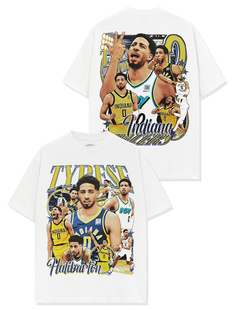 美式球星哈利伯顿Tyrese Haliburton印花短袖t恤男女宽松纯棉半袖