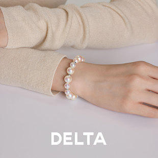 DELTA澳白拉贡黑珍珠碎银手链S925银女优雅气质轻奢百搭氛围感新