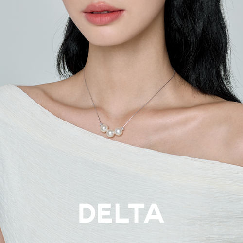 DELTA三颗澳白珍珠项链纯银
