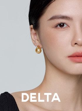 DELTA戴妃金色珍珠耳钉s925银耳环无耳洞耳夹女简约气质轻奢耳饰
