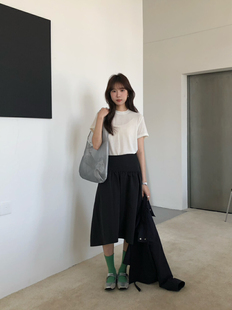 春上新 裙子 GRH韩系A字百搭纯色休闲A字半身裙中长款