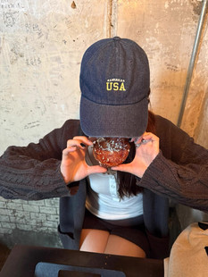 美式 复古休闲运动棒球帽女网红USA字母牛仔鸭舌帽显脸小帽子