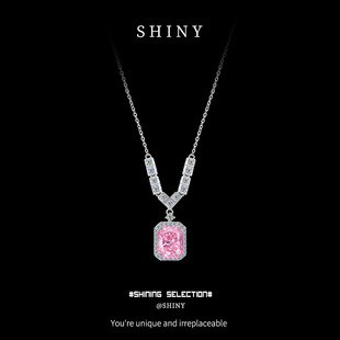 s925纯银闪亮银饰方糖轻奢风高级感项链小众时尚百搭气质爆款日韩