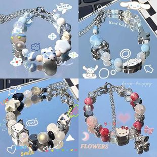 ins甜美可爱卡通小猫咪手链女小众设计清新串珠手串闺蜜情侣手饰