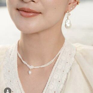 优雅简约双层打结珍珠项链女26年春款轻奢气质天然米珠颈链锁骨链