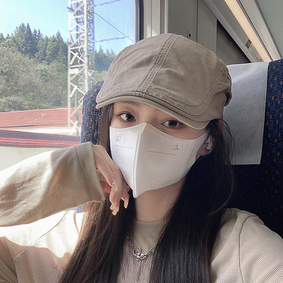 帽子简约后现代艺术家黑色前进帽画家贝雷帽土酷女蹦迪帽鸭0406n