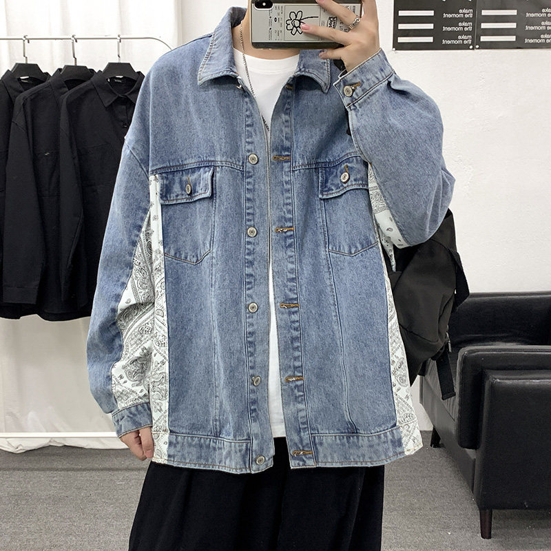 21新款情侣腰果花拼接牛仔夹克213-1p75控88精品做工jk08有货,男装夹克,星座213-1