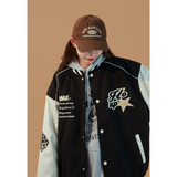 新款宽松高街pu拼接毛巾绣棒球服夹克jk666p110控128xz213-1，男装夹克，星座213-1