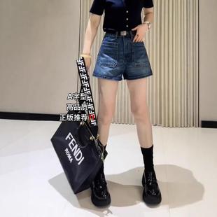 胖mm显瘦a字阔腿热裤 大码 高腰前双兜设计感牛仔短裤 女装 2025夏季