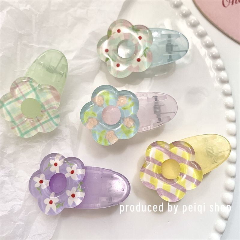 可爱果冻透色小花发夹刘海夹碎发侧边夹少女边夹子小碎花发卡百搭