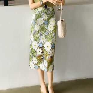 0317r a字裙春夏裙子长裙女法式 高端蕾丝半身裙大尺码 刺绣2026新款