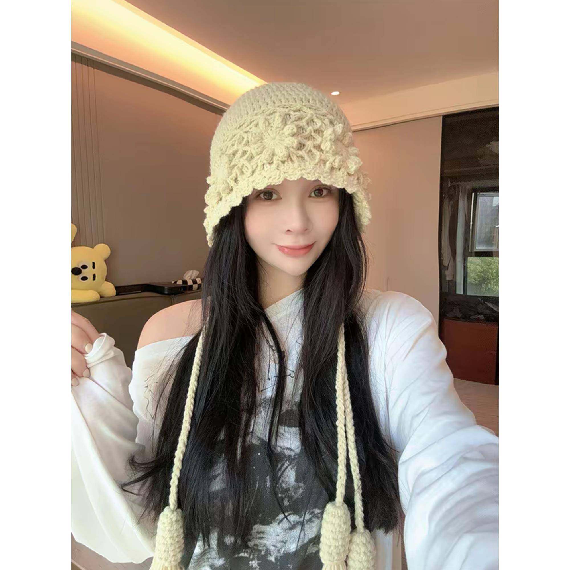 春秋手工钩花针织毛线帽子女保暖护耳套头帽风川西旅游包头0119ud,服饰配件/皮带/帽子/围巾,帽子,淘宝优惠券,粉丝福利购,淘宝优惠卷