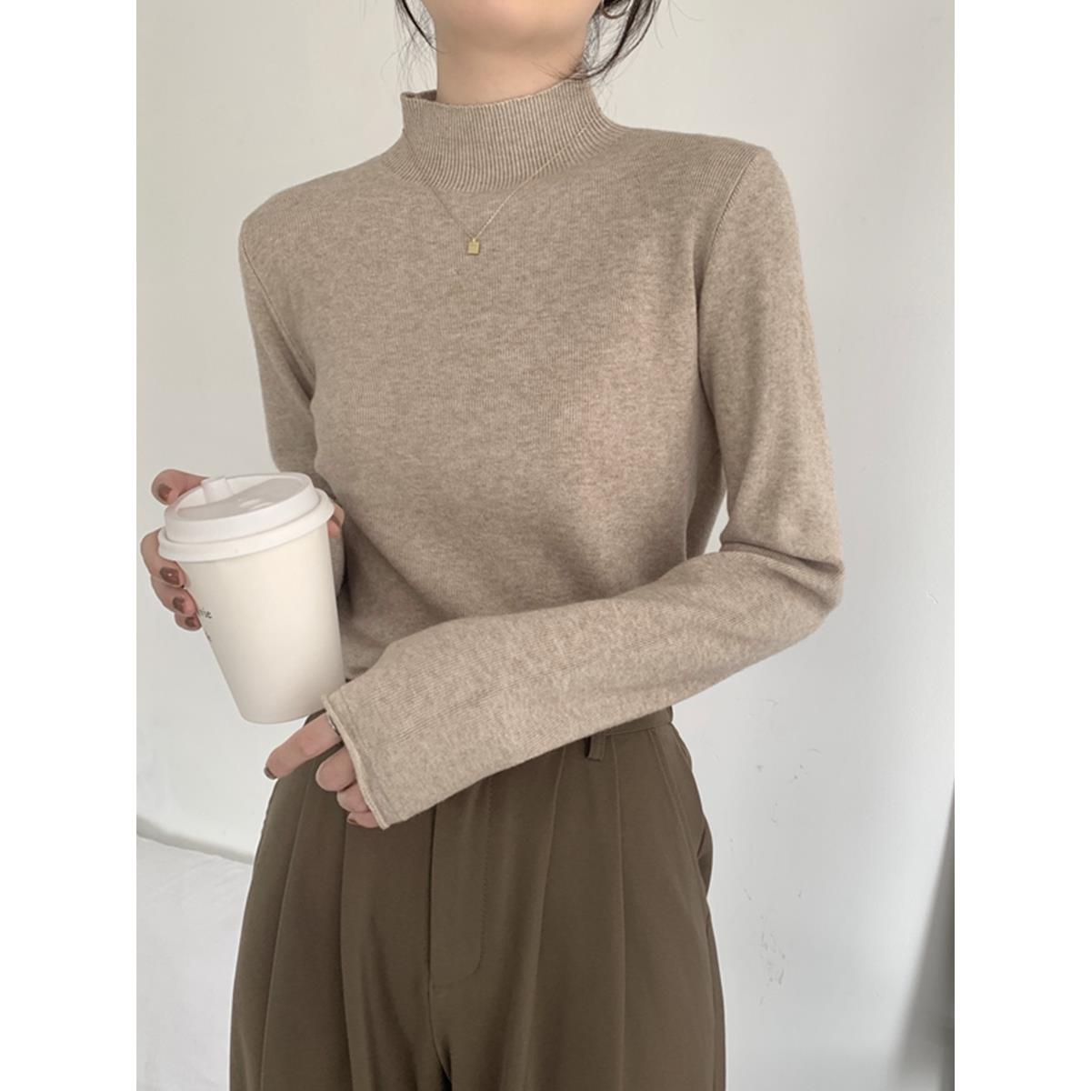 秋冬气质高领内搭早秋2025宽松软糯针织毛衣女韩版打底衫上1210u