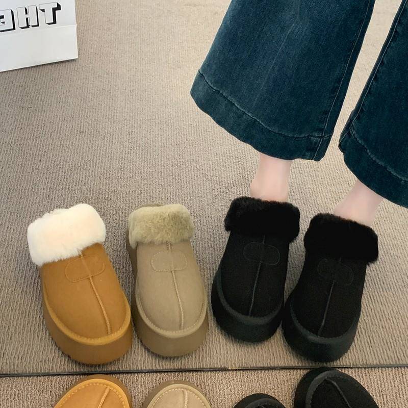 厚底靴毛毛拖鞋2025新款外穿包头拖鞋士勃肯1201k