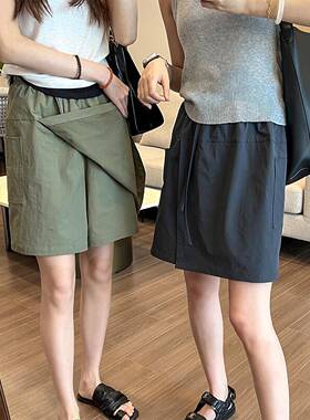 美式工装裤裙女夏季薄款大码胖梨形身材高腰显瘦小个子休闲0613r