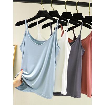 莫代尔吊带女春夏季内穿显瘦V领无袖打底衫大码内搭上衣薄款0307r