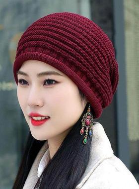 秋冬季男帽大头围针织帽毛线帽护耳帽休闲帽百搭勾线堆堆0123k