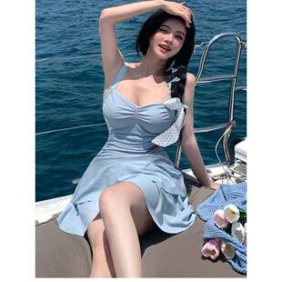 适合美女的泳装裙子式一件式保守大尺寸胖毫米新多巴胺穿0528r