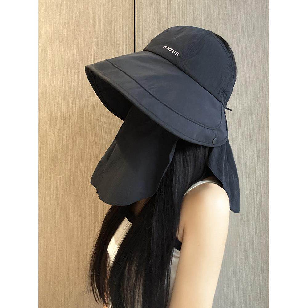 遮阳渔人帽女式夏日新防晒空礼帽户外快干面膜披肩一体帽0427r