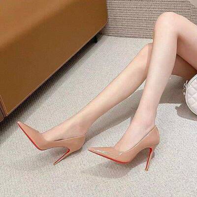 2026新款春裸色高跟鞋女细跟性感时尚漆皮尖头浅口单鞋红0225r