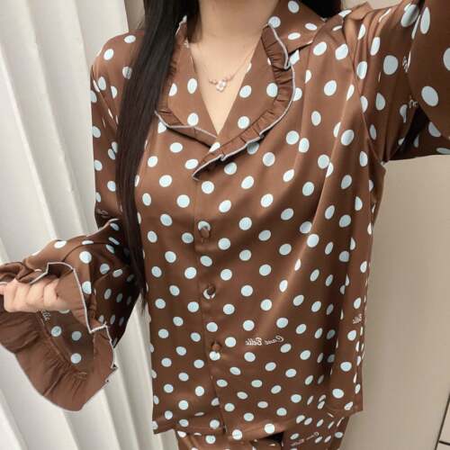 长袖睡衣女秋冰丝款2026新款甜美喇叭袖长裤家居服套装甜美0917e