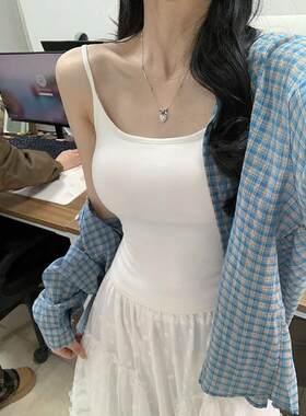 白色吊带背心女内搭2026新款夏季外穿美背文胸一体带胸垫纯0714r