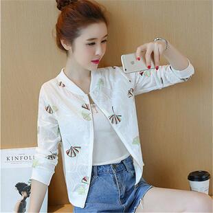多功能空调衬衫 韩式 0325e 春夏绣花防晒服轻薄短外套2026新款 女式