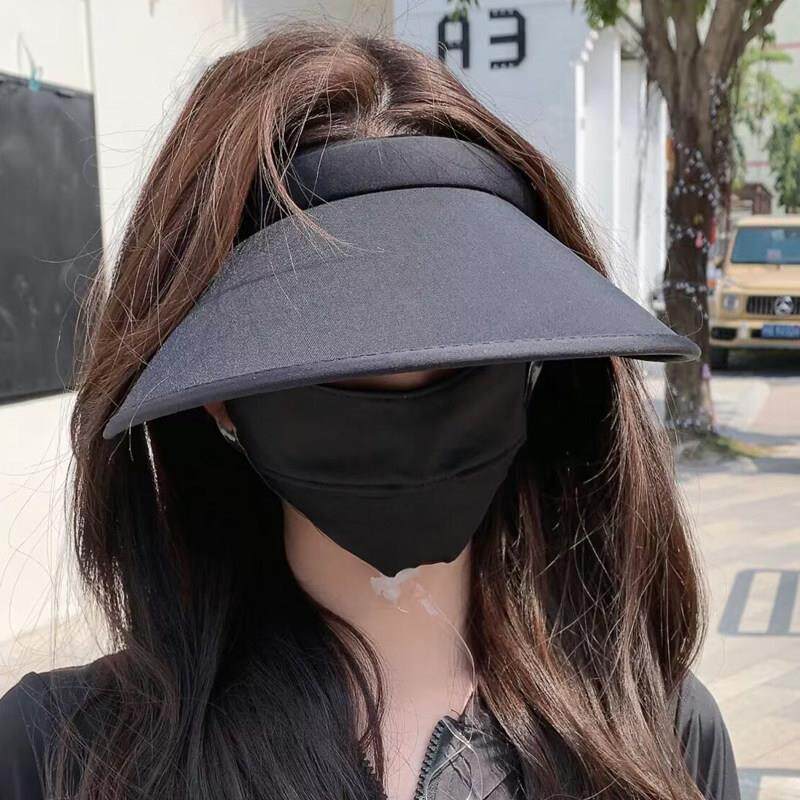 夏季空顶防晒帽女冰丝大帽簷骑车Vv遮阳帽百搭遮脸遮阳帽0524e