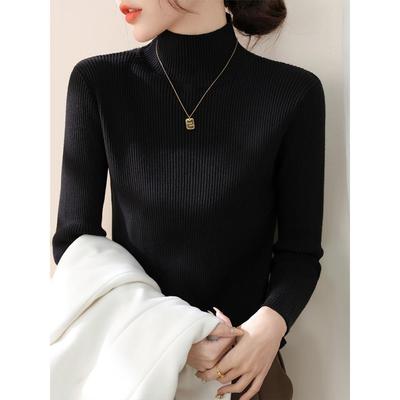 黑色半高领毛衣女秋冬季新款加厚配大衣的内搭针织打底衫1017u