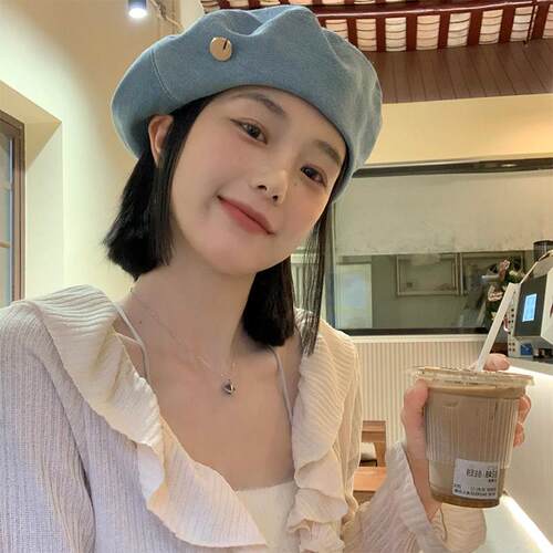 夏季牛仔贝雷帽女2026新款显脸小蓓蕾帽画家帽大头围帽子韩0525z