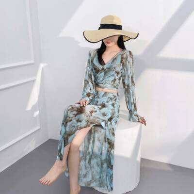 泳衣女2026新款高级感绝美泡温泉长裙微胖遮肉显瘦大码分体0401r