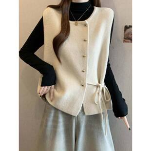 上0322e 叠穿外搭针织开衫 大码 背心马甲女外穿秋冬2026新款