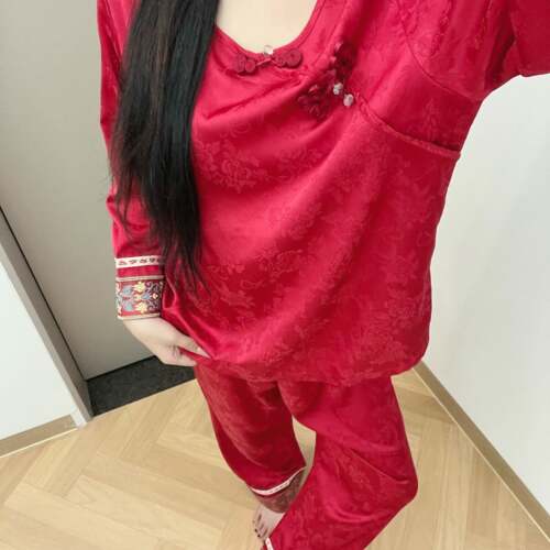 长袖睡衣女秋新中式国风冰丝款2026新款长裤刺绣家居服套装0917e