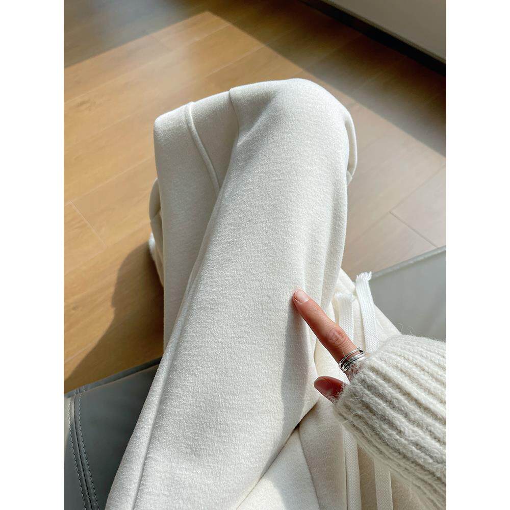 秋冬阔腿裤女高腰加厚糯米裤抽绳卫裤垂感云朵绒直筒裤子1208u