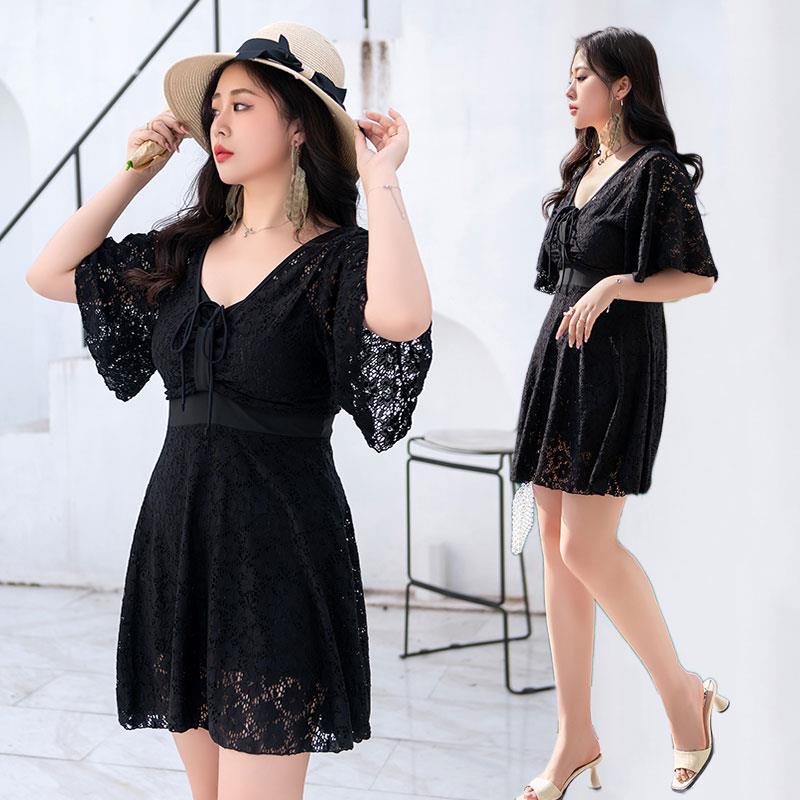 女秋款泳衣成人加肥300斤大码游遮肚显瘦胖mm泡海边泳装平角0830b