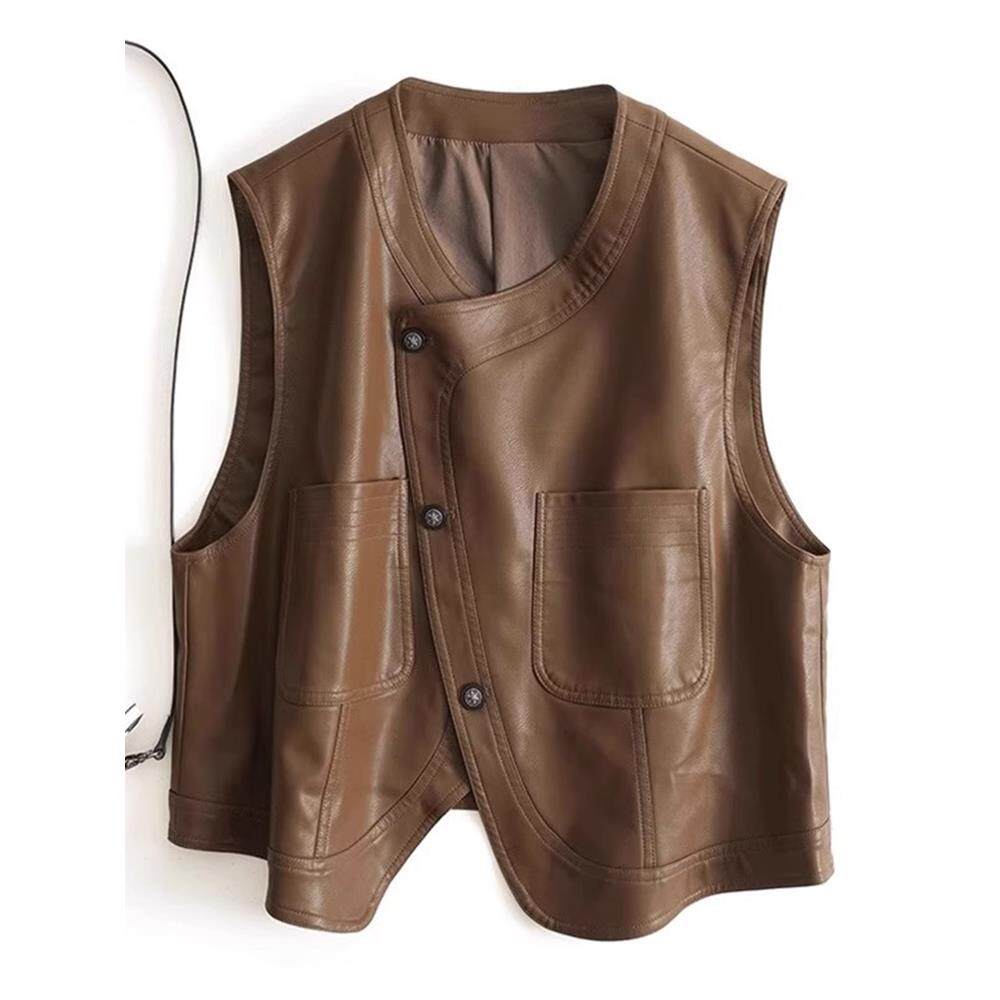 秋冬皮衣马甲外套女秋2025新款气质港风时尚无袖坎肩背心上1103u