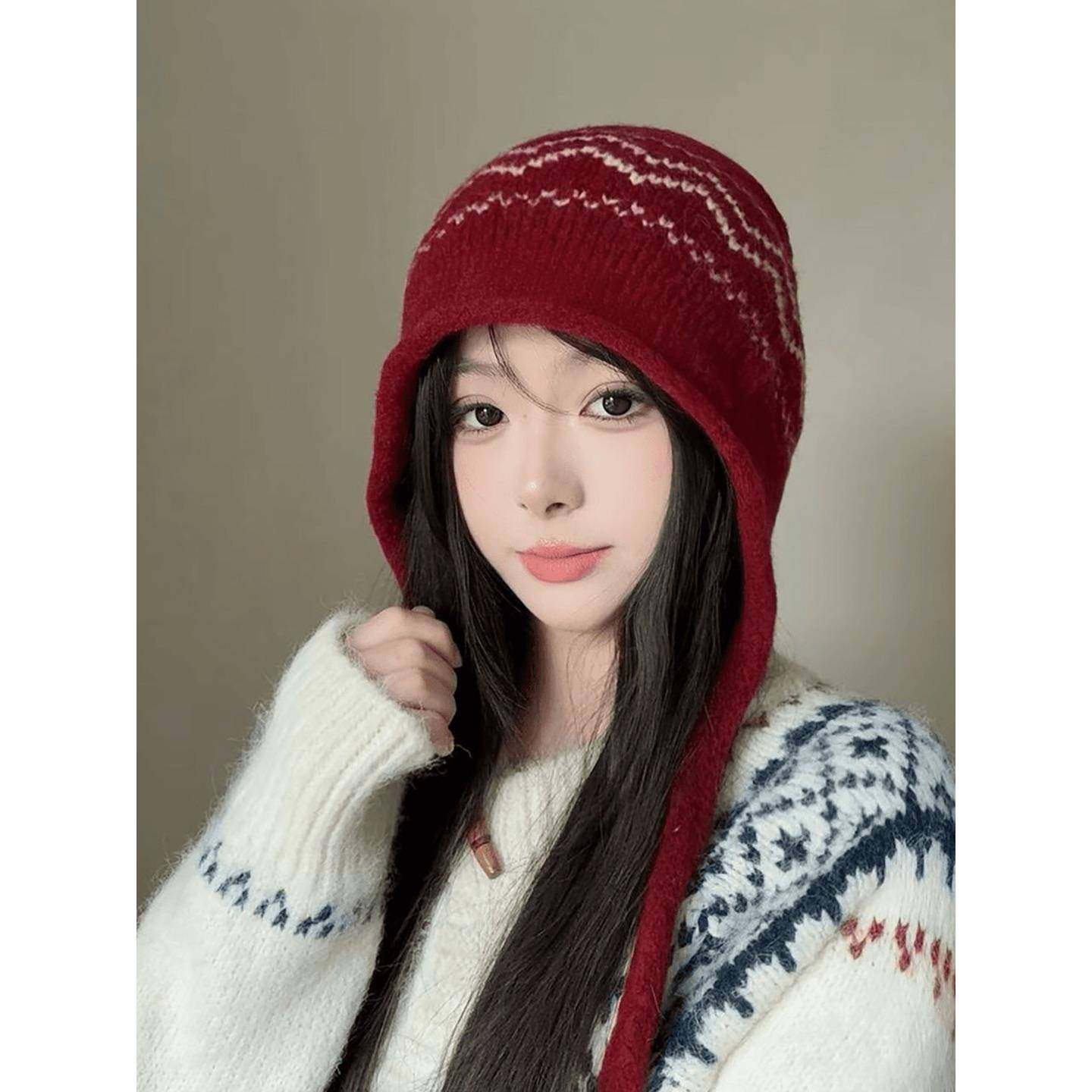 春秋韩版风抽绳针织帽子女保暖百搭显脸小护耳毛线包头帽潮0119ud,服饰配件/皮带/帽子/围巾,帽子,淘宝优惠券,粉丝福利购,淘宝优惠卷