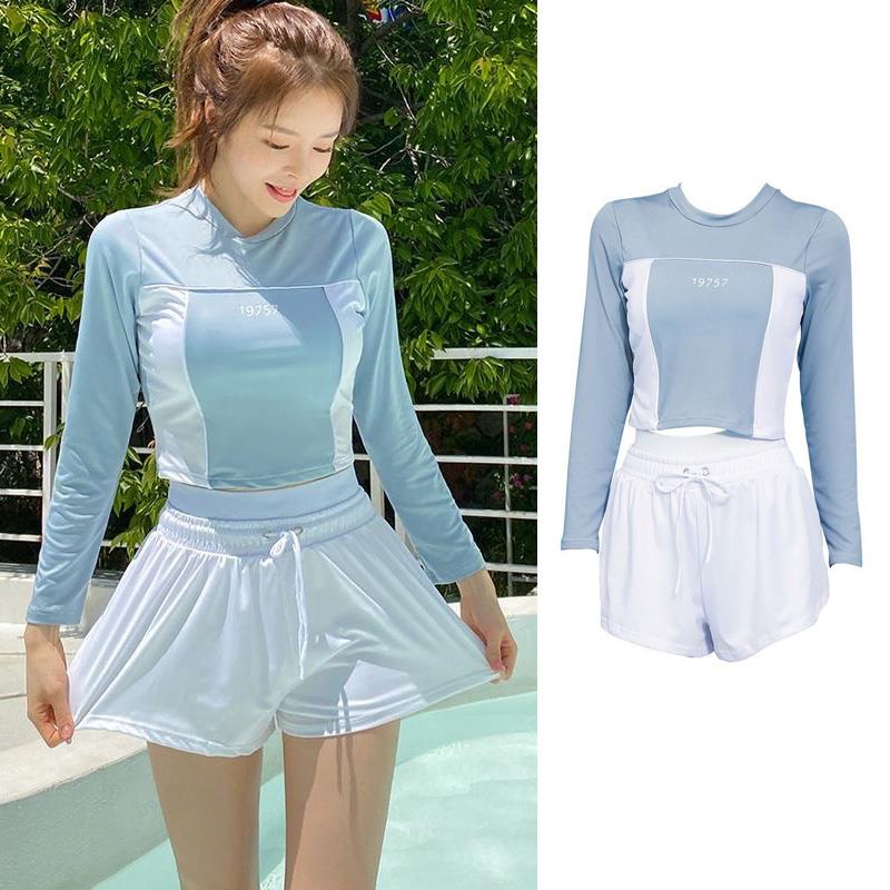 女秋款泳衣成人分体海边保守遮肚显瘦2025游泳馆专用运动平0830b