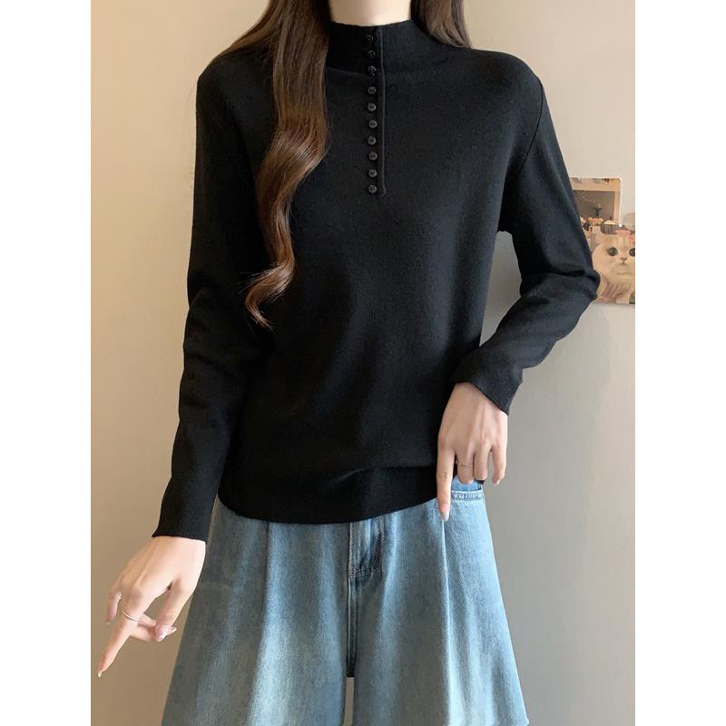秋冬胖遮肚子显瘦高领内搭针织打底衫女新款简约减龄长袖毛1126u