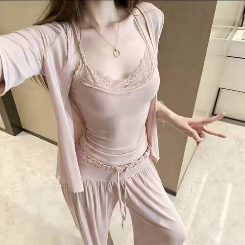 长袖睡衣女秋款2026新款性感纯欲风吊带长裤家居服套装0917e