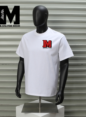 STA FDR MEDM美式高街风印花纯棉短袖T恤男黑色圆领宽松潮牌体恤