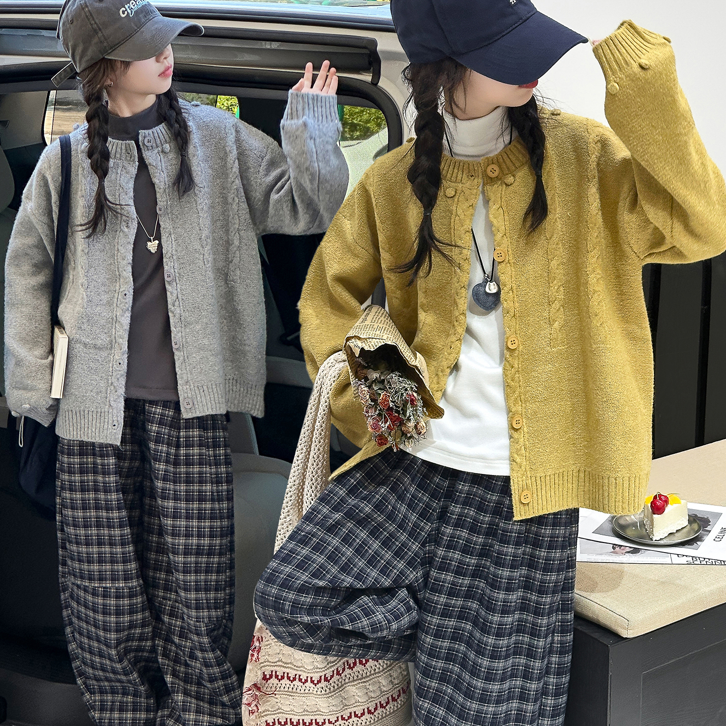 儿童毛衣秋冬款2025新款中大童女孩洋气针织外套休闲百搭开衫毛衣