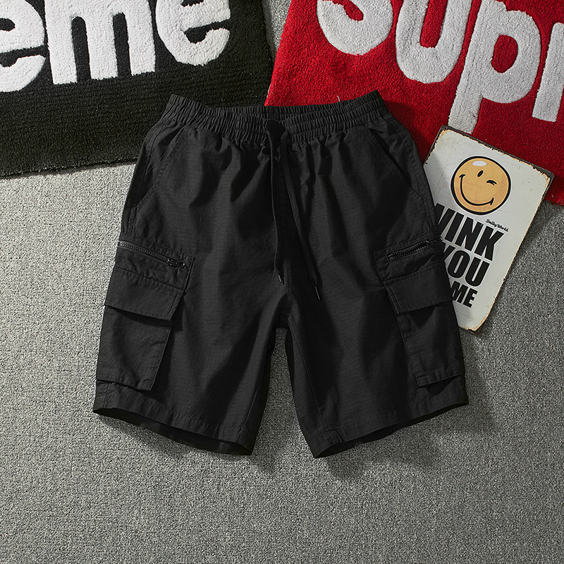 Chaopai Solid pocket work clothes Thin section shorts solar system street Simplicity Elastic waist Five point pants canvas Casual pantsin the Men's clothing, Casual pants  category - from Buy2taobao.com to provide professional Taobao agent buy service