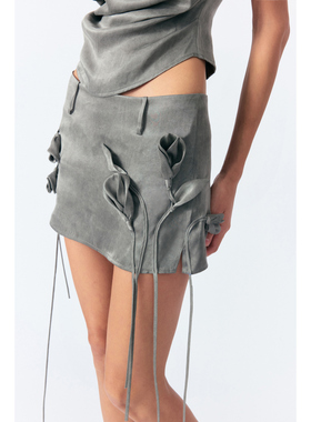 LUCENCY 25春夏手工立体花朵装饰西装半身裙