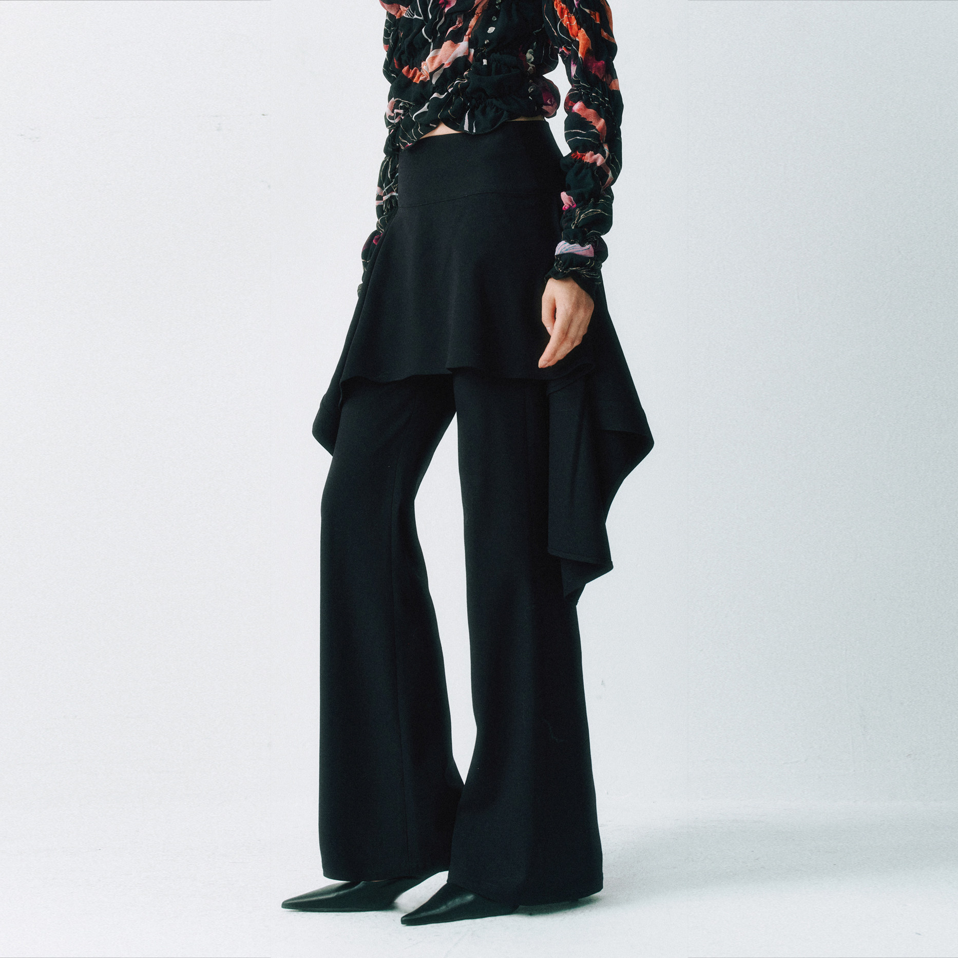 LUCENCY AW25假两件西裤 垂挂裙摆通勤显瘦休闲裤